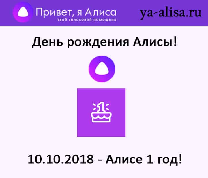 День рождения Алисы Яндекс 1 год